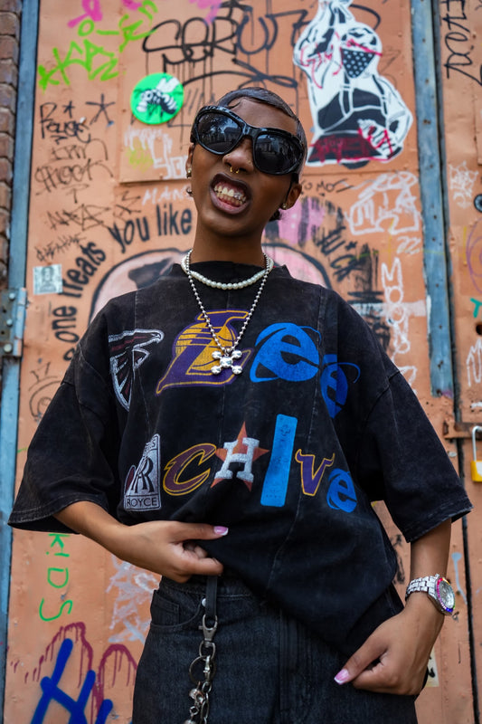 BLACK ACID WASHED FLEE TEE